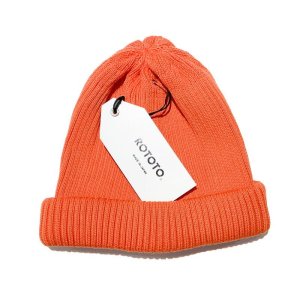 画像1: ROTOTO (ロトト） COTTON ROLL UP  BEANIE  ORANGE (1)