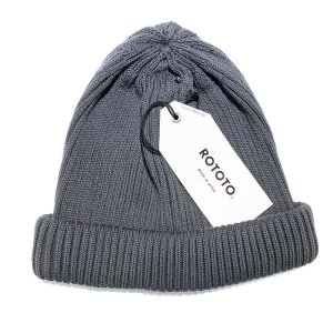 画像1: ROTOTO  (ロトト） COTTON ROLL UP  BEANIE  D.GRAY (1)