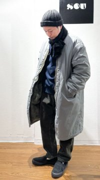 画像1: UNFRM OUTDOOR STANDARD (ユニフォーム アウトドア スタンダード)  /  C/NYLON BOA FLEECE REVERSIBLE NO COLLAR COAT (コットンナイロンリバーシブルノーカラーコート）   GRAY