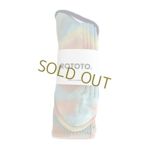 画像1: ROTOTO  (ロトト） CHUNKY RIBBED CREW SOCKS”TIE DYE”  オレンジ / ライトブルー / ライトイエロー (1)