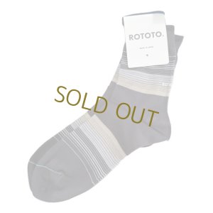 画像1: ROTOTO  (ロトト） HORIZON STRIPE SOCKS  チャコール (1)