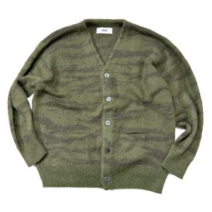 画像1: UNFRM OUTDOOR STANDARD (ユニフォーム アウトドア スタンダード)  /  MOHAIR KNIT CAMO CARDIGAN  オリーブ (1)