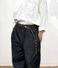 画像1: RE.ACT  (リアクト）Chromexcel Leather  Studs Narrow Belt  チョコ