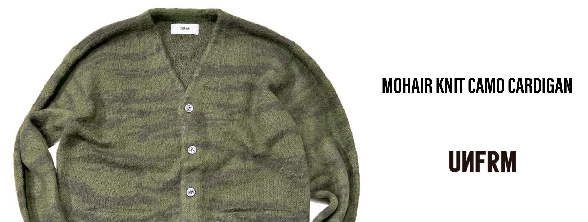 UNFRM OUTDOOR STANDARD (ユニフォーム アウトドア スタンダード) / MOHAIR KNIT CAMO CARDIGAN オリーブ