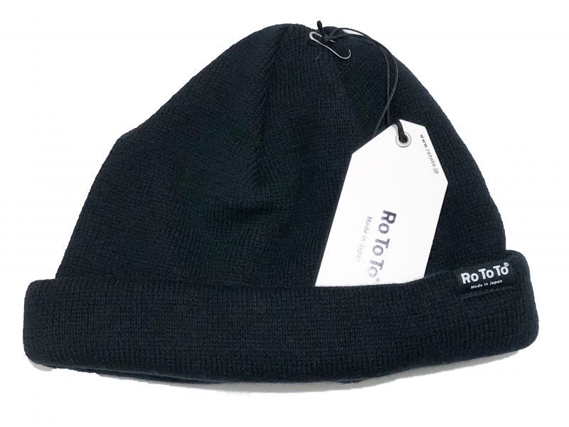 ROTOTOの COTTON CASHMERE ROLL UP BEANIE  ブラック