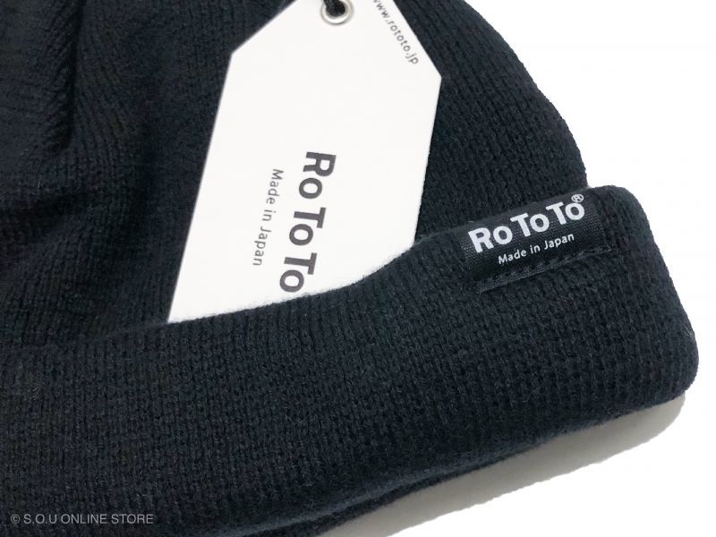 ROTOTO （ロトト)のCOTTON CASHMERE ROLL UP BEANIE  ブラック