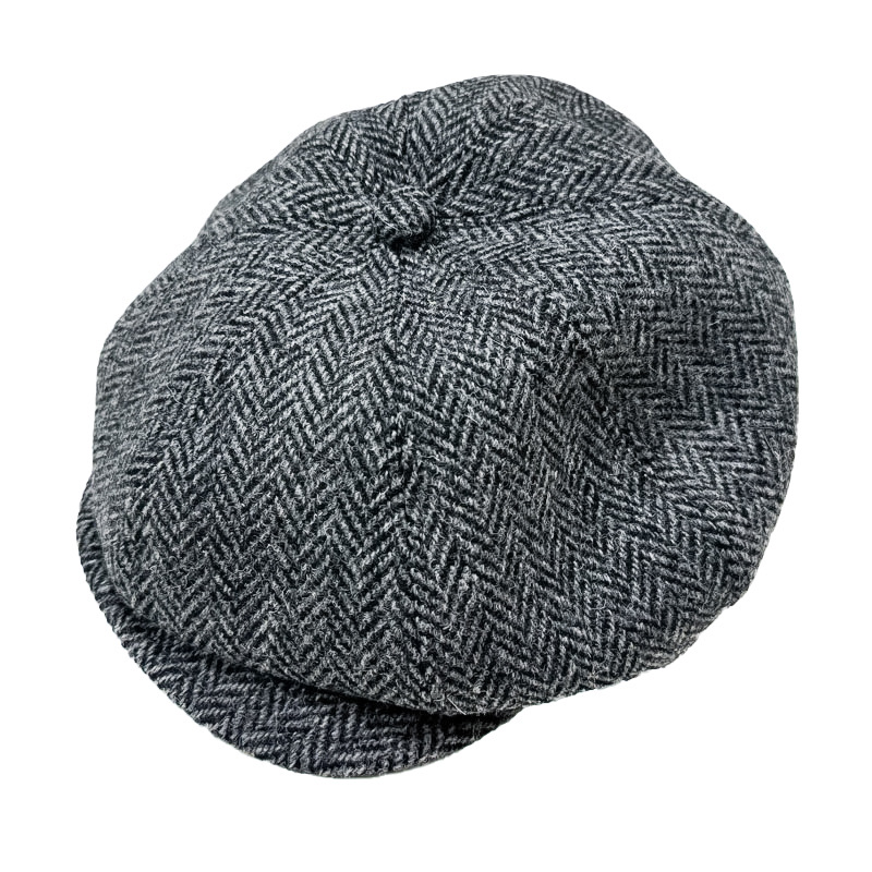 HIGHER （ハイアー) HARRIS TWEED HERRINGBONE CASQUETTE (ハリスツイードヘリンボンキャスケット） グレイ